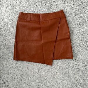 Forever 21 Rust Faux Leather Asymmetrical Mini Skirt